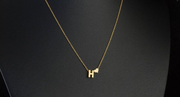 Ожерелье колье намисто подвеска цепочка кулон медальон амулет оберег сердце уникальный подарок золото ланцюжок личная буква «Н»
