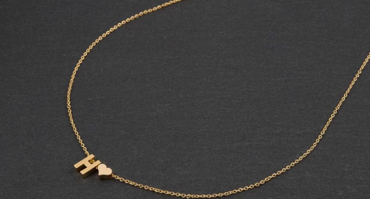 Ожерелье колье намисто подвеска цепочка кулон медальон амулет оберег сердце уникальный подарок золото ланцюжок личная буква «Н»