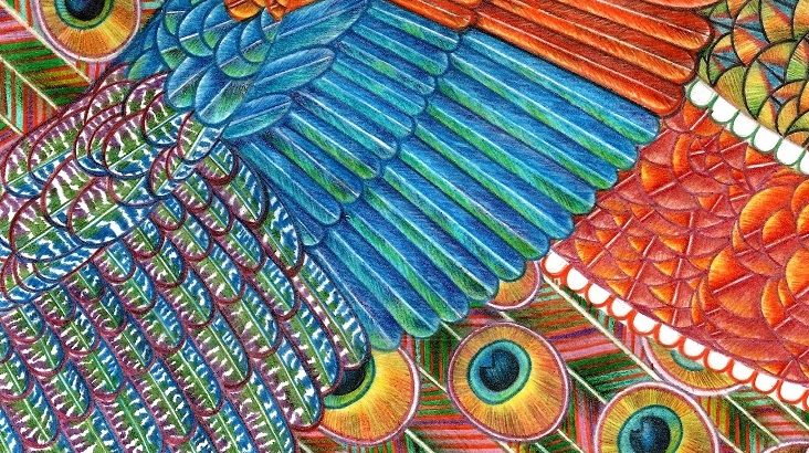 Рисунок цветными карандашами .Название «Профили» .