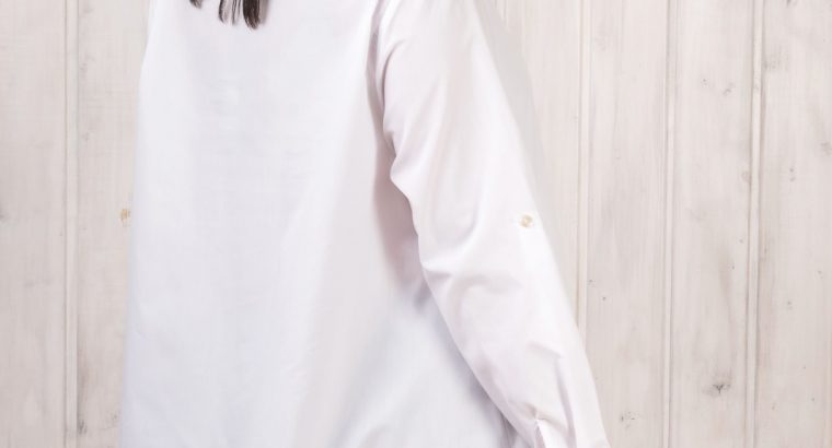 Женская рубашка большого размера ассиметричного кроя 52-54 белая