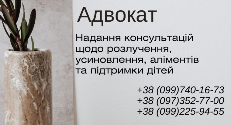 Надання юридичних консультацій щодо розлучення, усиновлення, аліментів