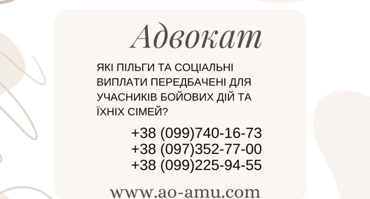 Які пільги та соціальні виплати передбачені для учасників бойових дій та їхніх сімей