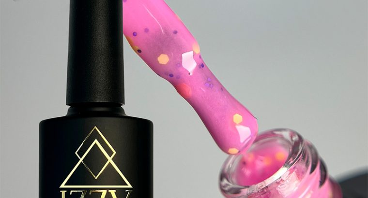 Експрес-Дизайн: Рожева База Izzy Jam Base #02 (10мл) з Різнокольоровим Декором